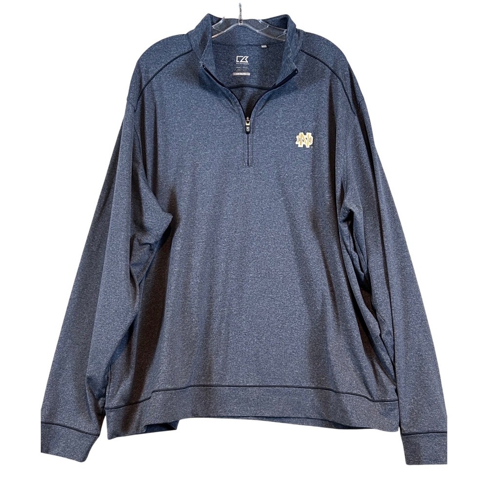 Cutter & Buck Mens Notre Dame Fighting Irish DryTec 1/4 Zip Pullover XXXL Blue